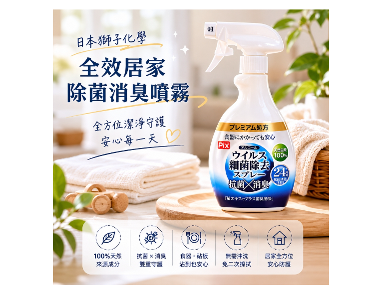 日本獅子化學全效居家除菌消臭噴霧400ML