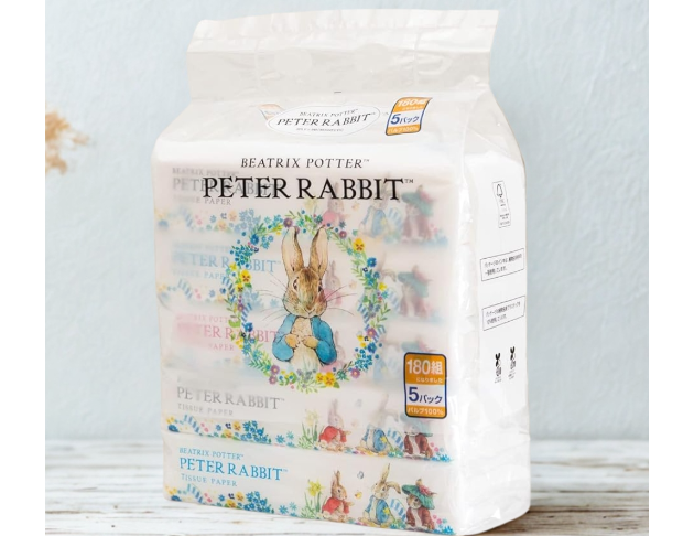 Masuko 製紙 彼得兔(PETER RABBIT)軟包面紙 180抽 × 5包